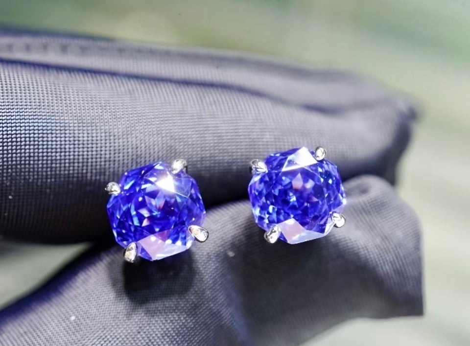 The Midnight Tanzinite Rose Studs