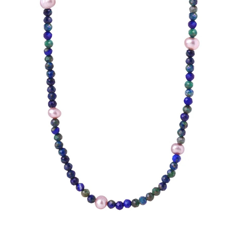 The Azurite & Pearl Horizon Necklace
