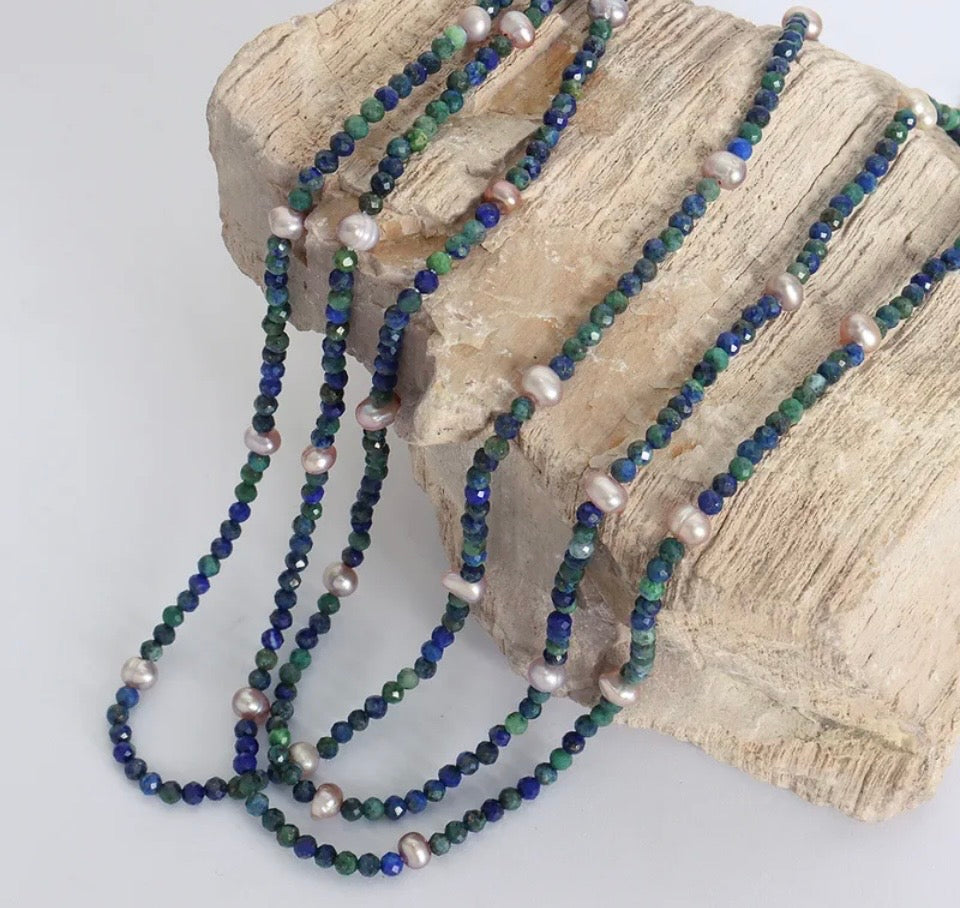 The Azurite & Pearl Horizon Necklace