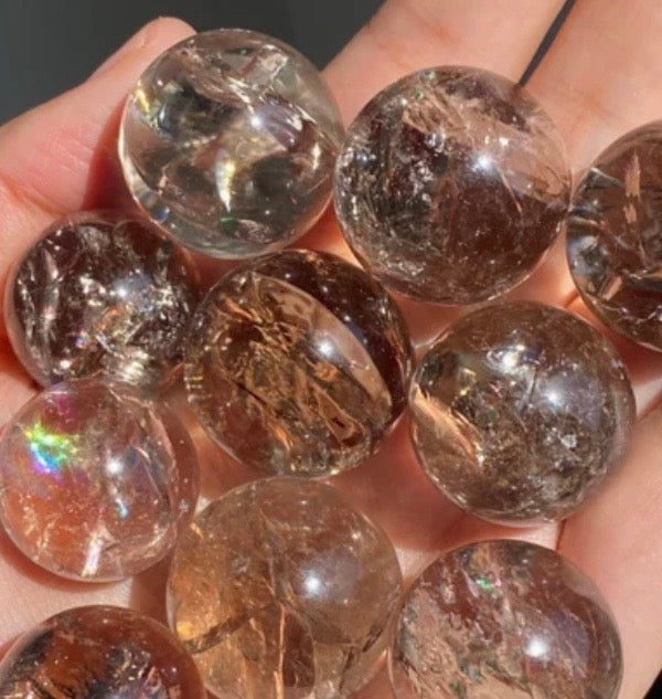 Smoky Quartz Rainbow Mini Spheres
