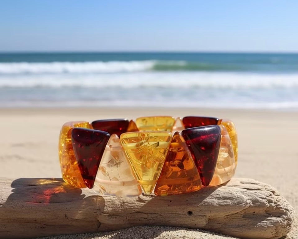 Baltic Sunburst Geometric Amber Bracelet