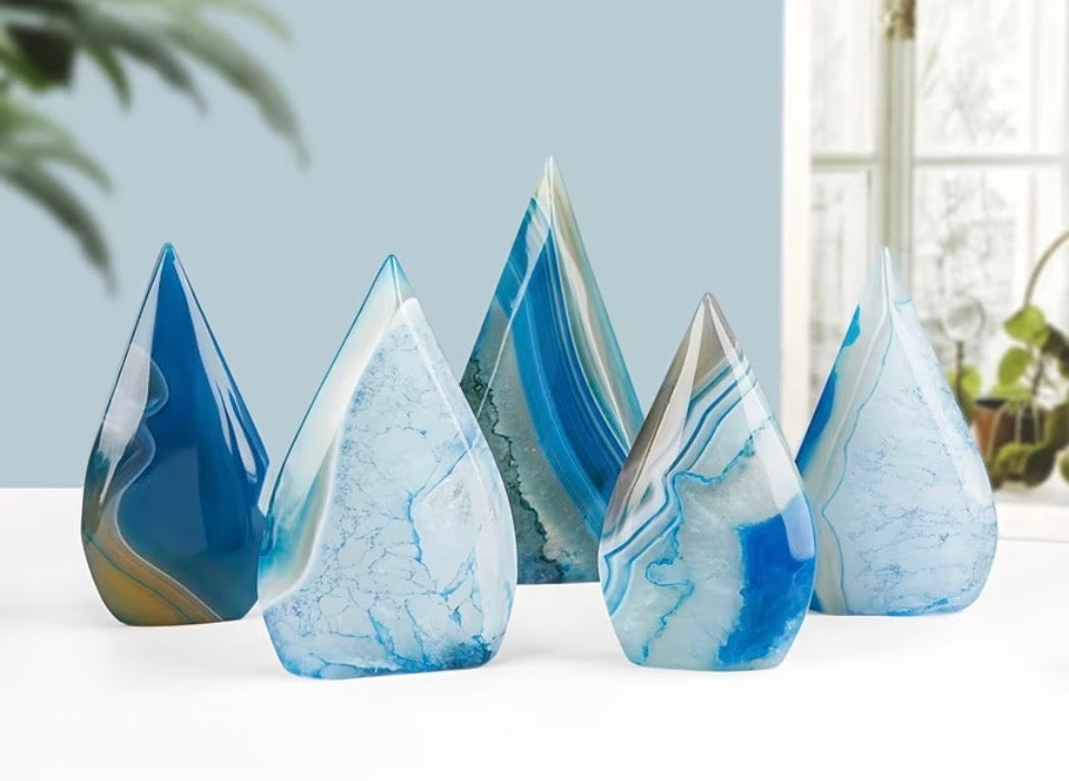 Oceanic Blue Banded Agate Teardrop Flame (100g)