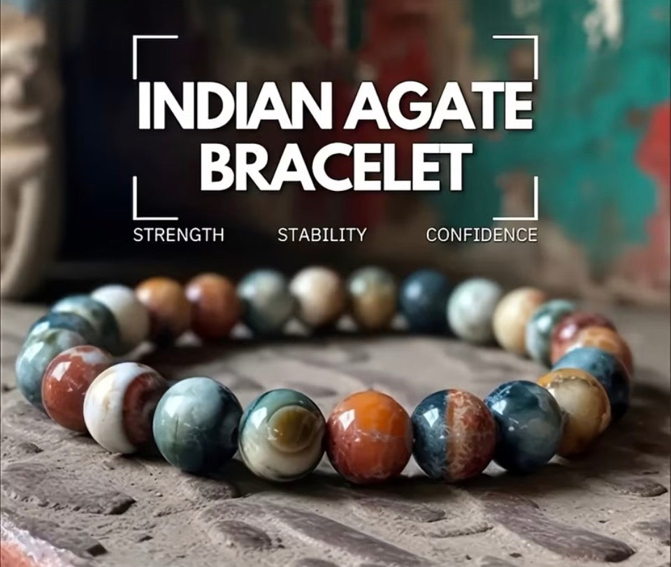 Natural Indian Agate Beaded Bracelet