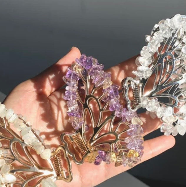 Flutter & Flash: Crystal Chip Butterfly Hair Clips