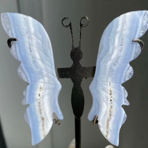 The "Serenity Sky" Blue Lace Agate Butterfly Wings