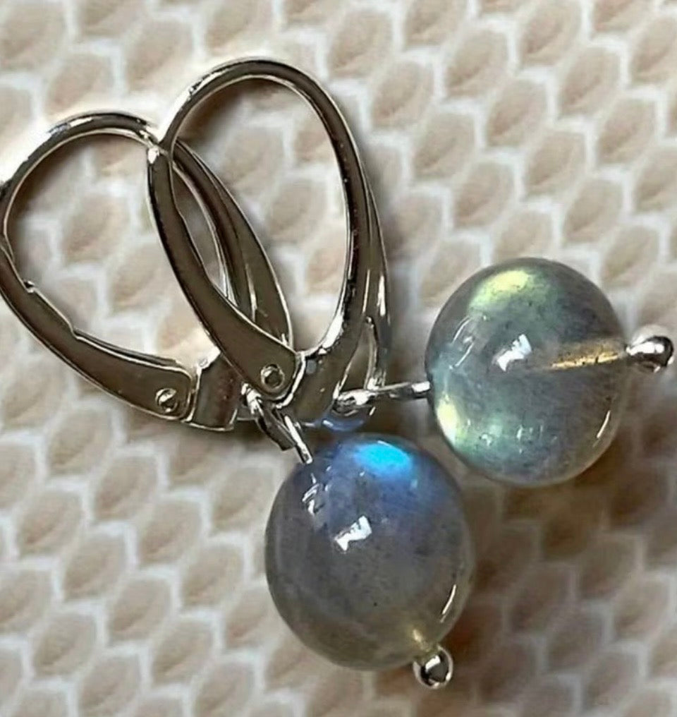 Flash Labradorite Leverback Earrings