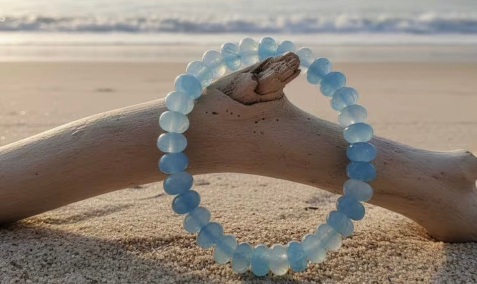 Natural Aquamarine Abacus Bead Bracelet