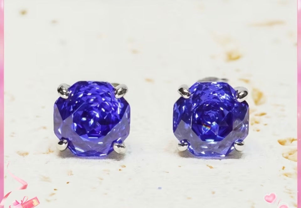 The Midnight Tanzinite Rose Studs