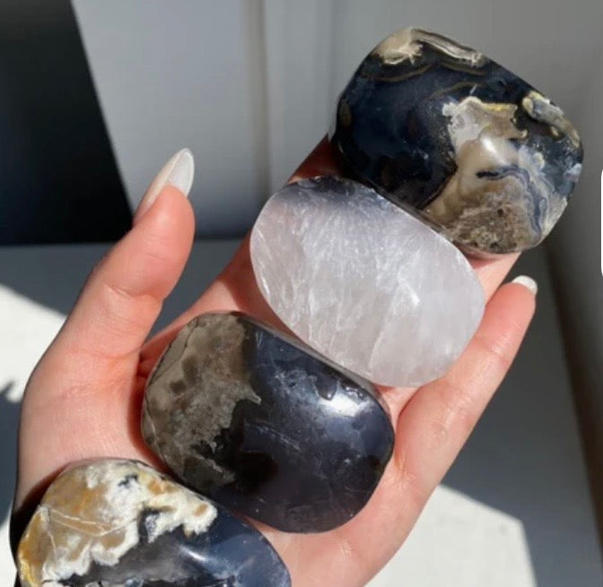 Magma Flow: Polished Volcanic Agate Palm Stones