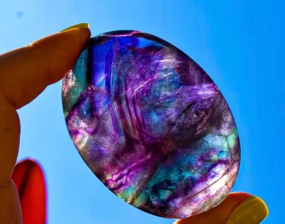 Rainbow Fluorite Palm Stone