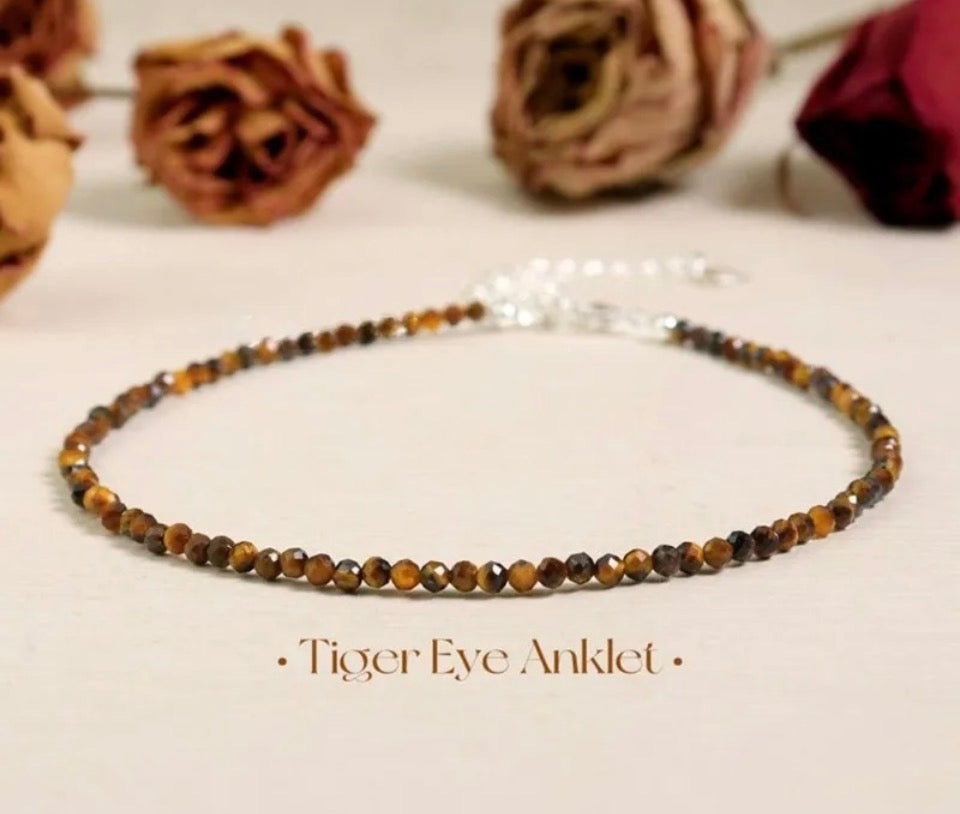 Faceted Tiger's Eye Minimalist Anklet