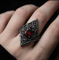 Gothic Ruby Sterling Silver Statement Ring