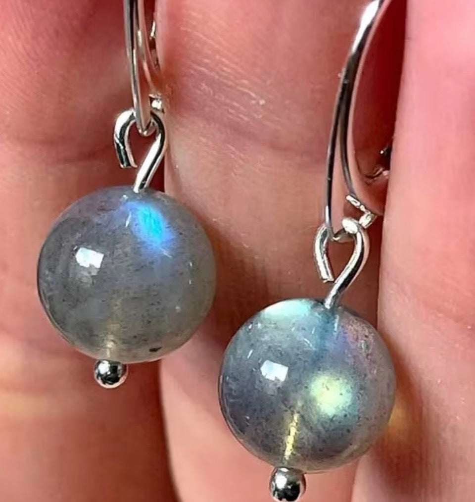 Flash Labradorite Leverback Earrings
