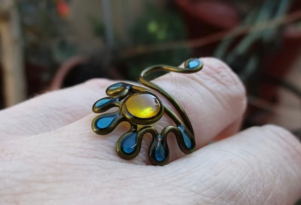 Sol & Sea Stained-Glass Statement Ring