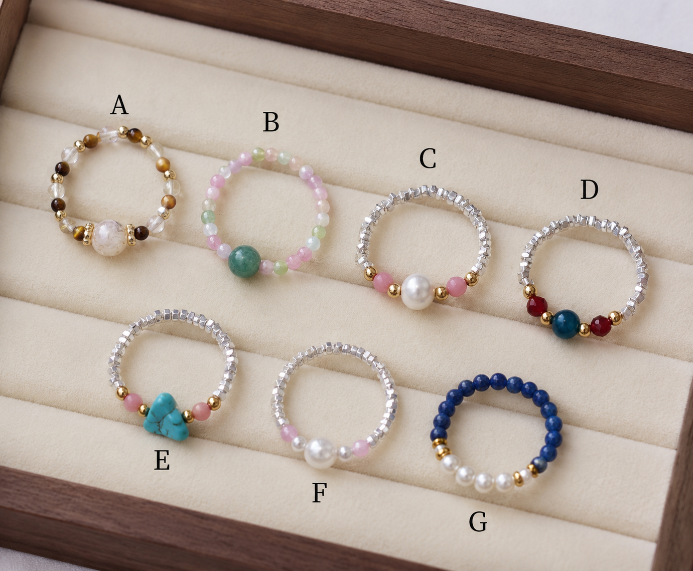 Mixed Beaded Stretch Rings