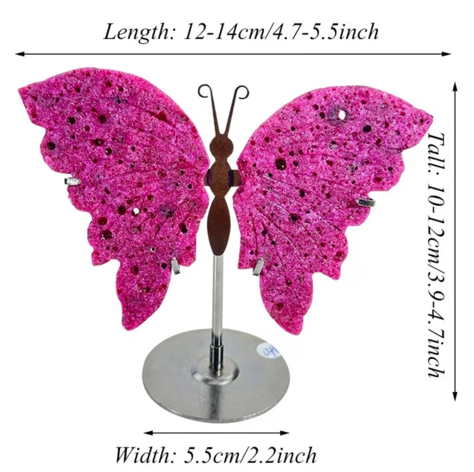 Crimson Majesty Natural Ruby Wings with Custom Display Stand