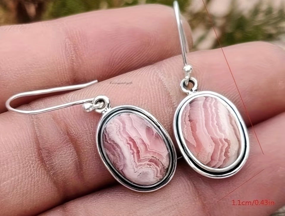The "Pink Horizon" Rhodochrosite Drop Earrings