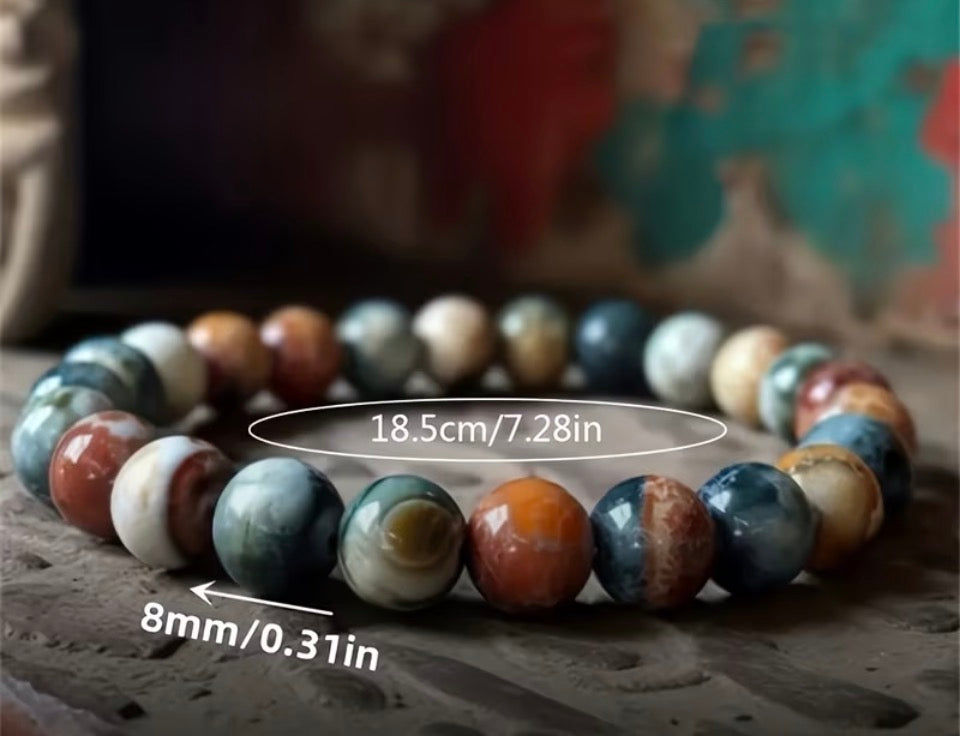 Natural Indian Agate Beaded Bracelet