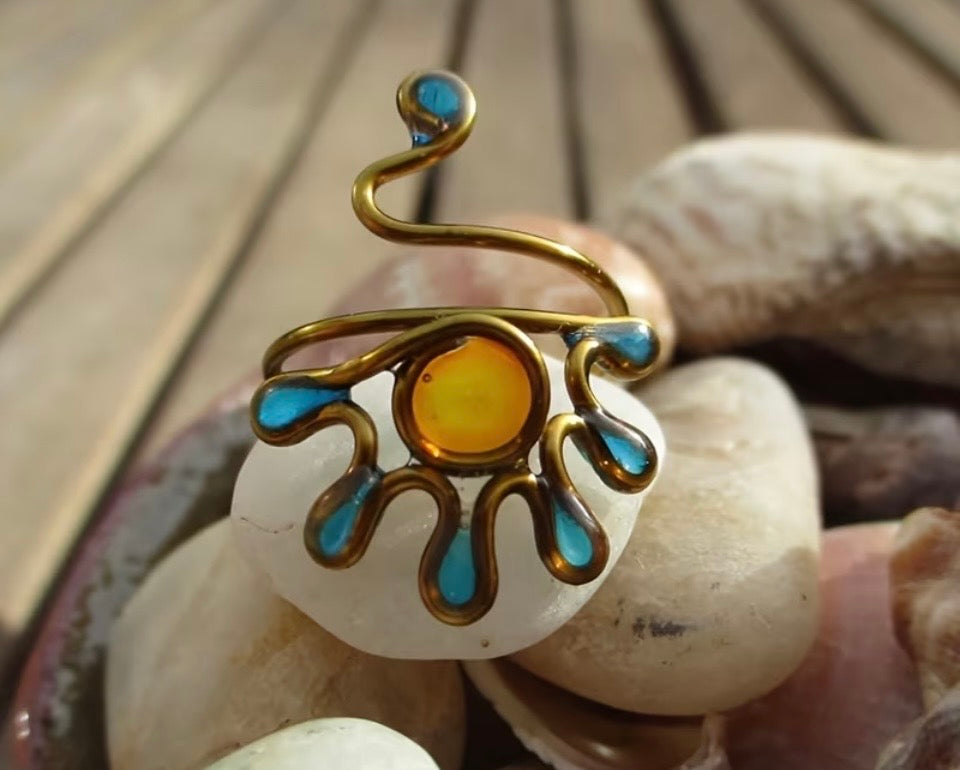 Sol & Sea Stained-Glass Statement Ring