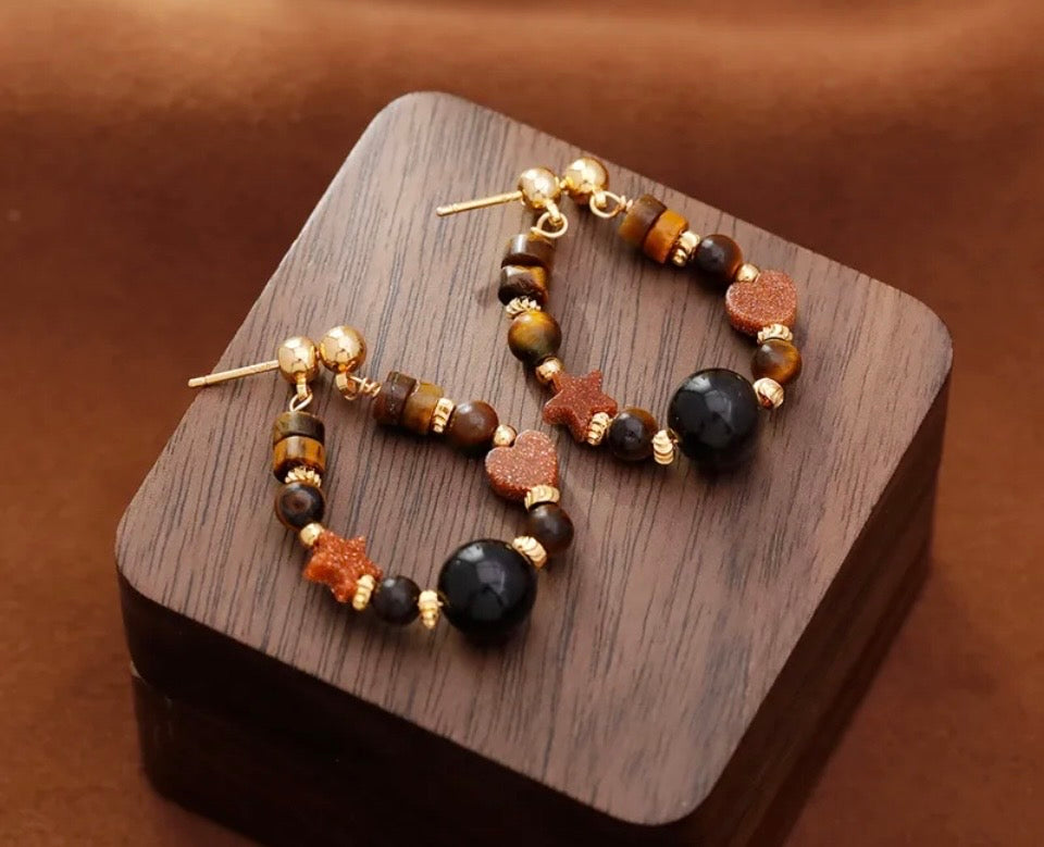 Earthy Cosmos Hoop Earrings