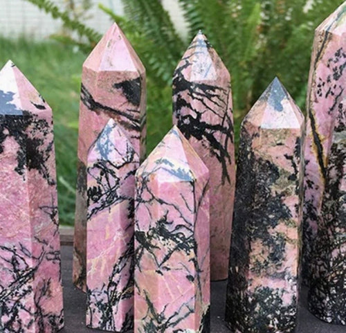 Blushing Dusk: Polished Rhodonite Towers