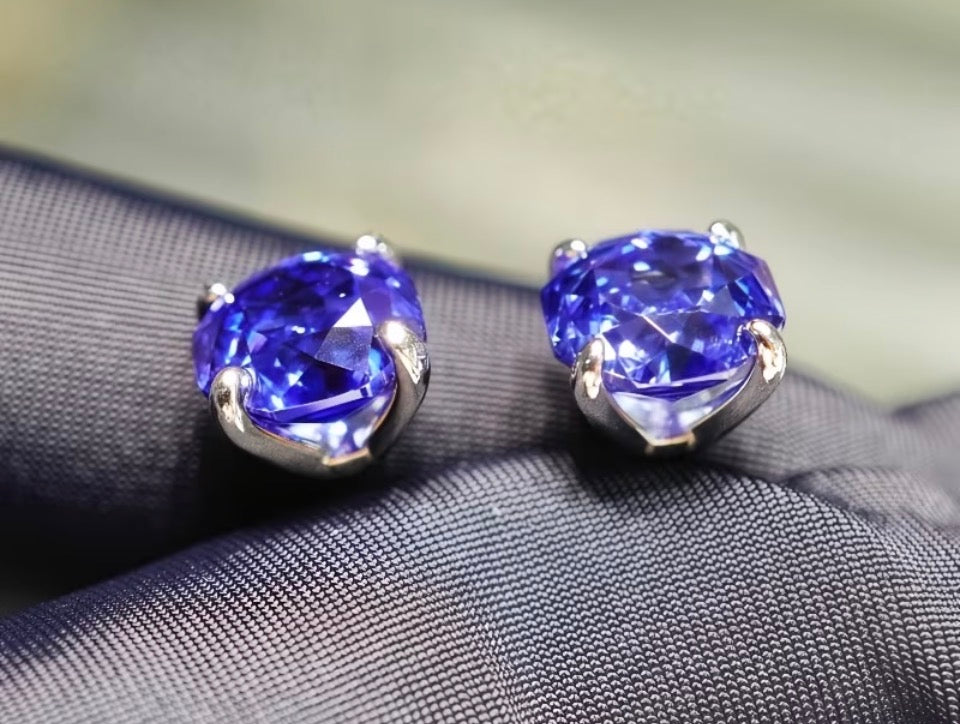 The Midnight Tanzinite Rose Studs