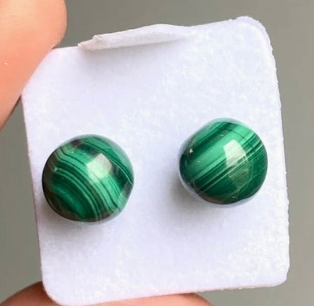 Sterling Silver Malachite Studs (8mm)