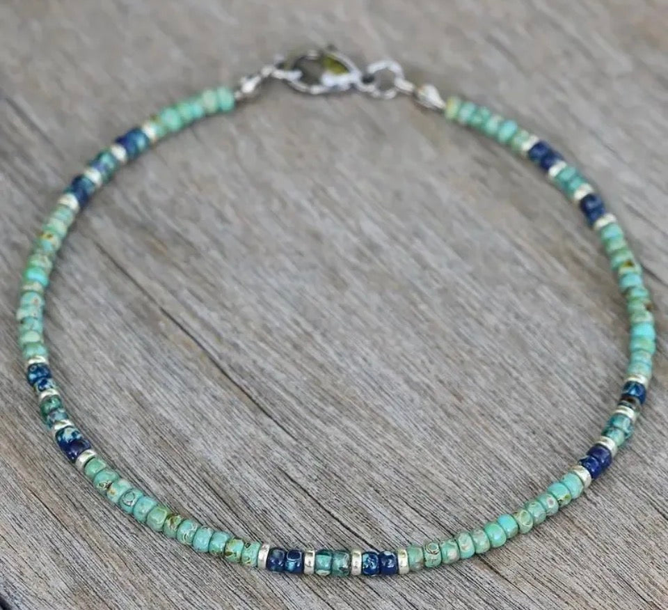 Minimalist Gemstone Mixed-Bead Anklet