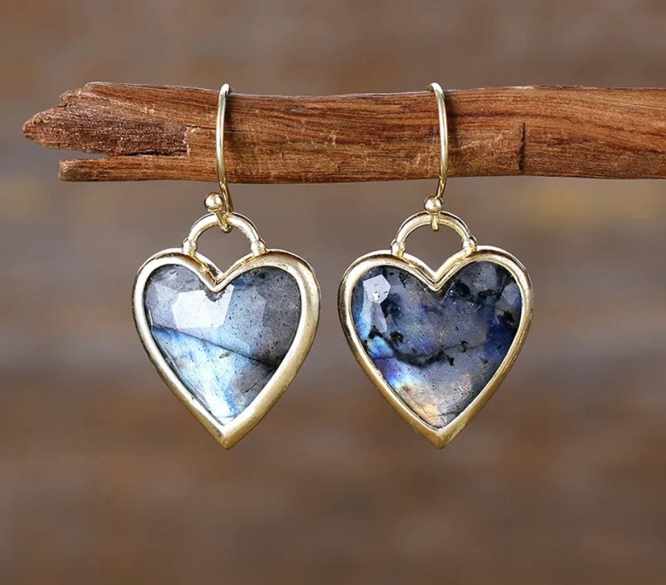 Mystic Heart Labradorite Earrings