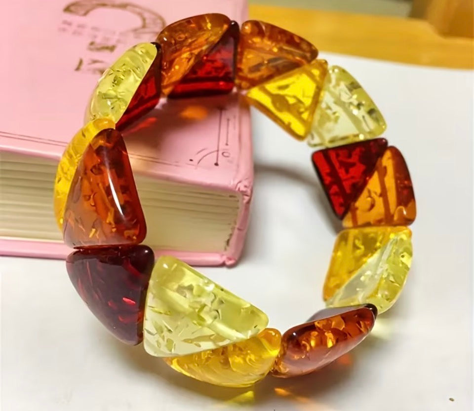 Baltic Sunburst Geometric Amber Bracelet