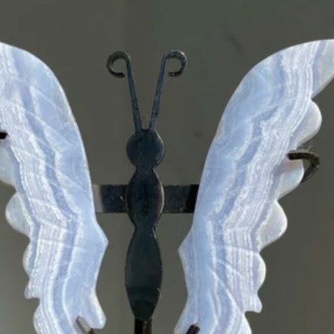 The "Serenity Sky" Blue Lace Agate Butterfly Wings
