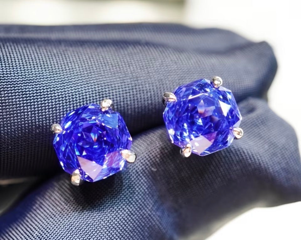The Midnight Tanzinite Rose Studs