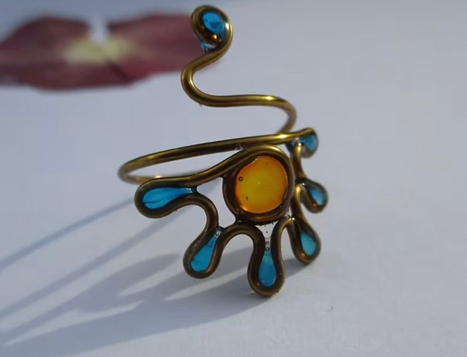 Sol & Sea Stained-Glass Statement Ring