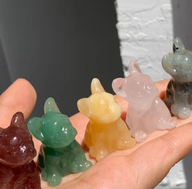 Mystery Crystal French Bulldog Carvings