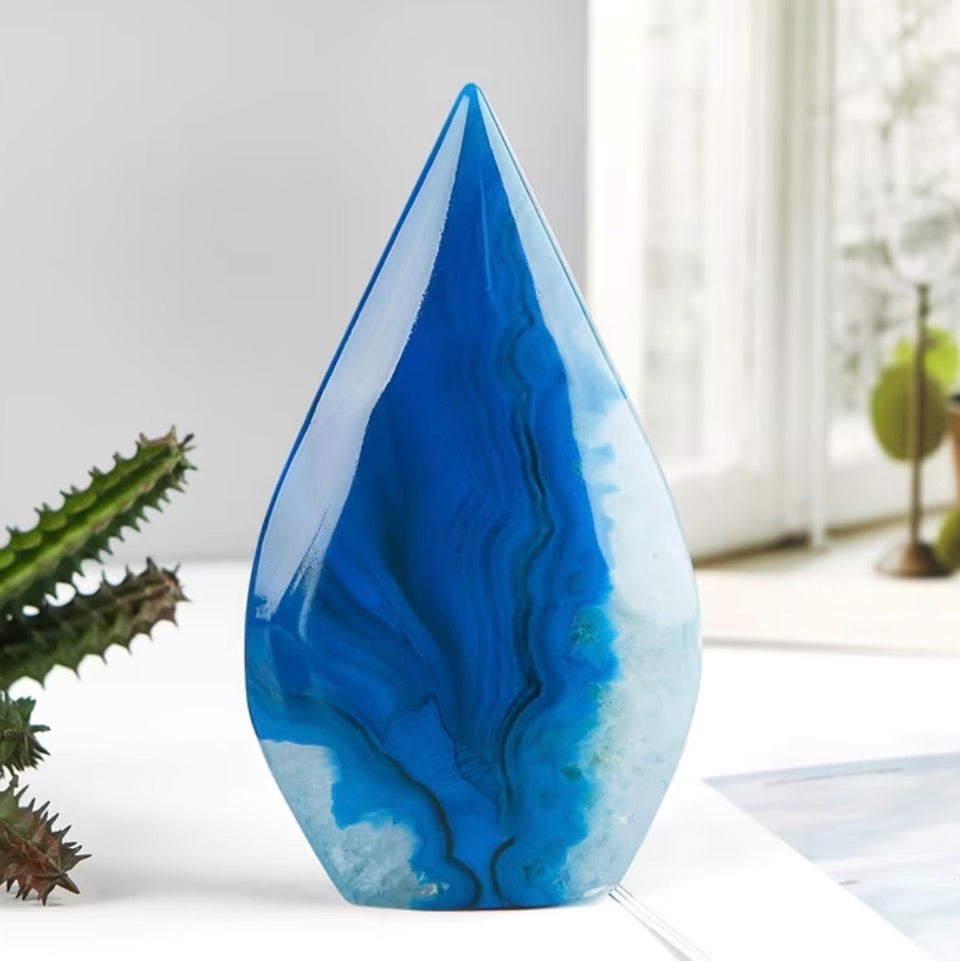 Oceanic Blue Banded Agate Teardrop Flame (100g)