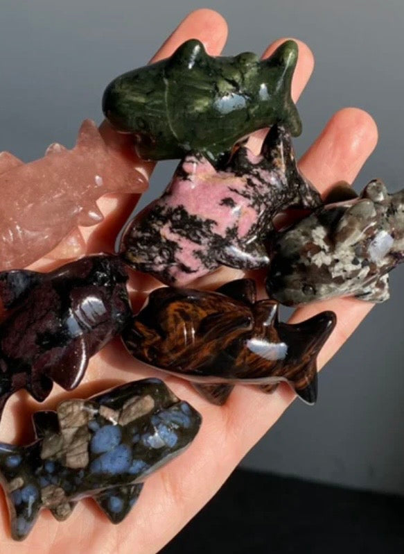 Mystery Crystal Shark Carvings