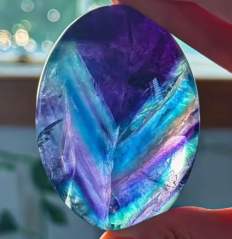 Rainbow Fluorite Palm Stone
