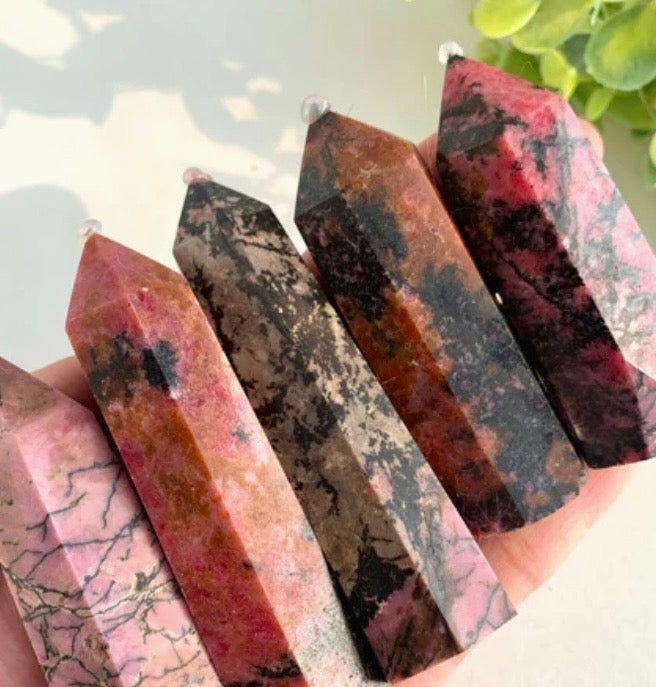 Blushing Dusk: Polished Rhodonite Towers