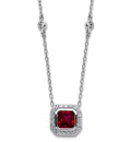 Ruby Halo Sterling Silver Pendant Necklace