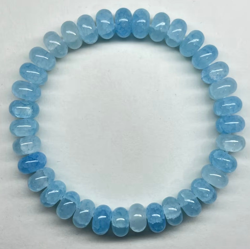 Natural Aquamarine Abacus Bead Bracelet