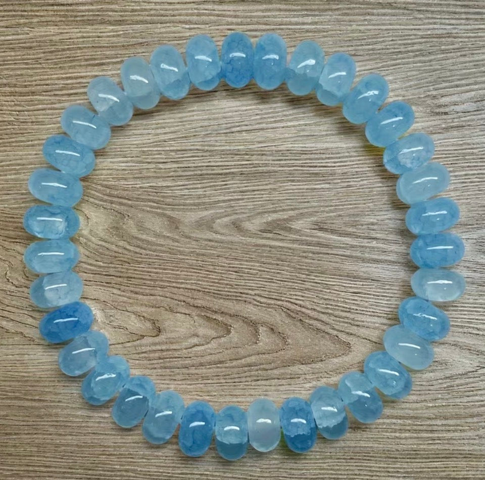 Natural Aquamarine Abacus Bead Bracelet