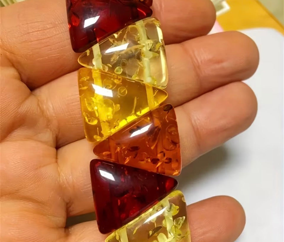 Baltic Sunburst Geometric Amber Bracelet