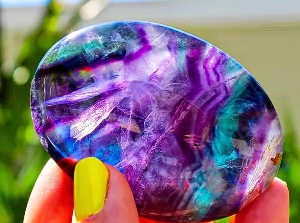 Rainbow Fluorite Palm Stone