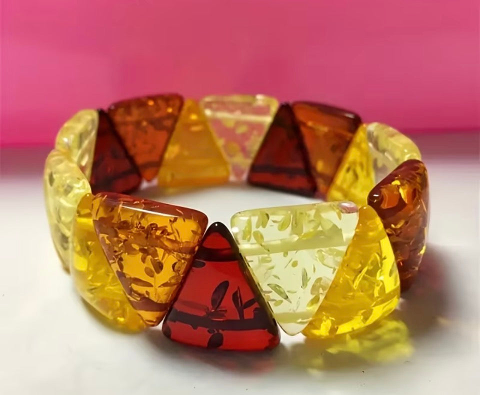 Baltic Sunburst Geometric Amber Bracelet