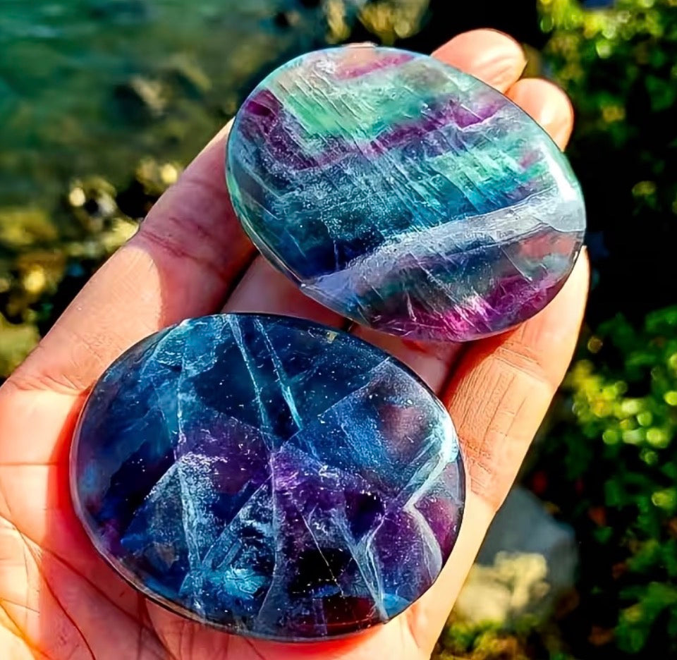 Rainbow Fluorite Palm Stone