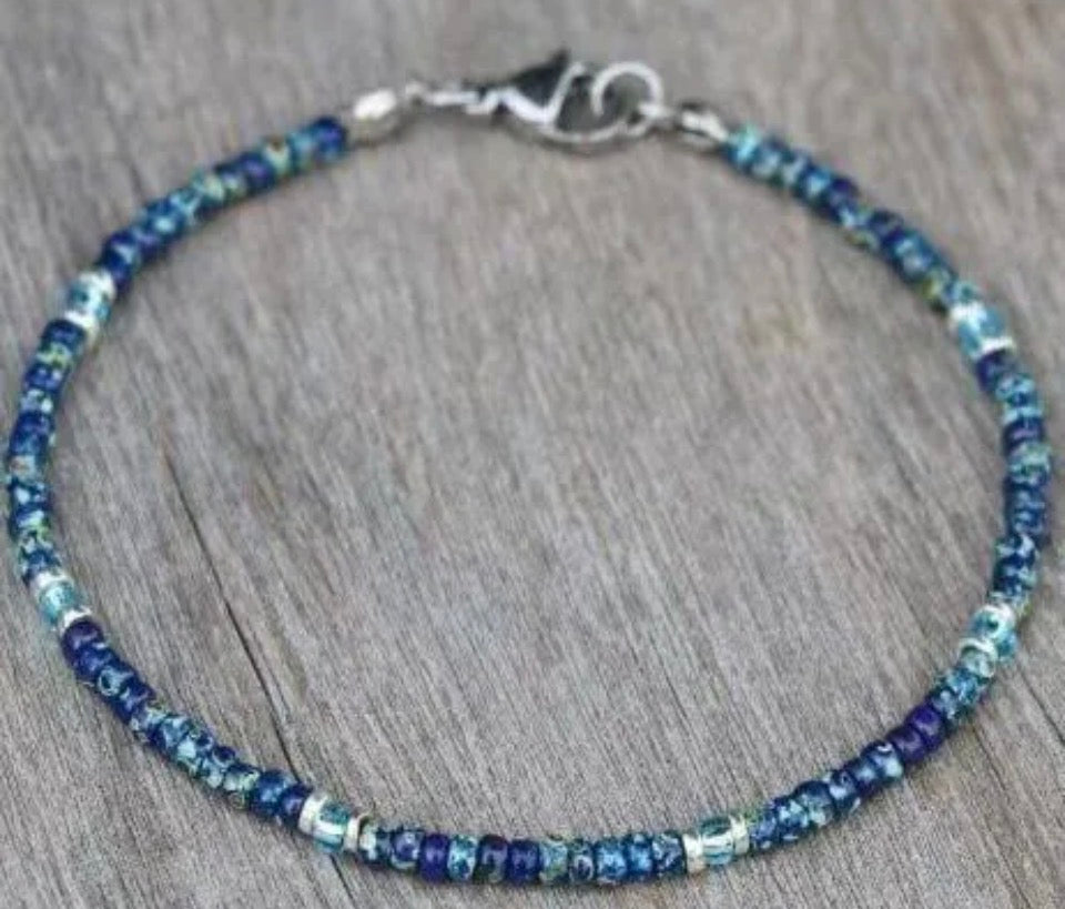 Minimalist Gemstone Mixed-Bead Anklet