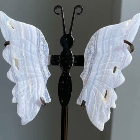 The "Serenity Sky" Blue Lace Agate Butterfly Wings