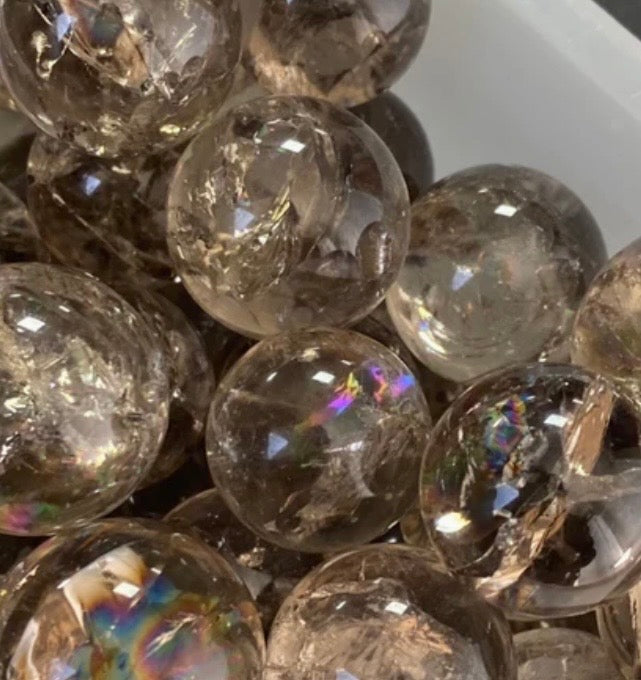 Smoky Quartz Rainbow Mini Spheres