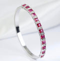 Ruby & Diamond Accent Sterling Silver Bangle