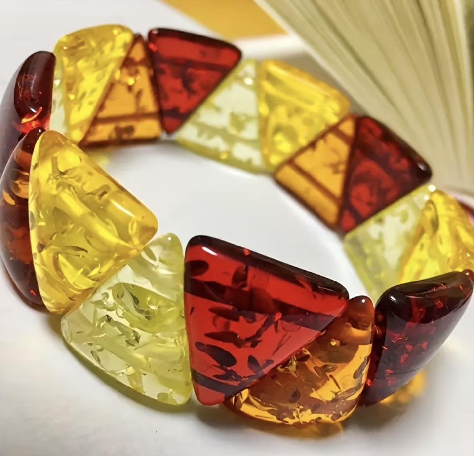 Baltic Sunburst Geometric Amber Bracelet
